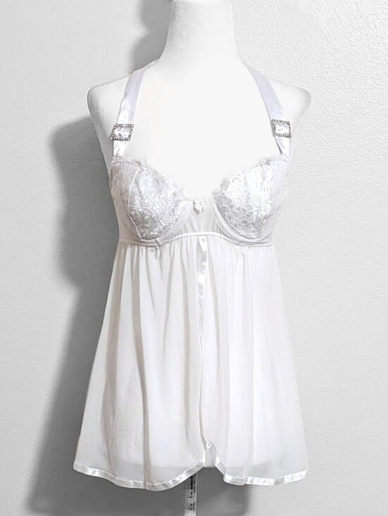 Frederick's of Hollywood Tops - Frederick's of Hollywood White Sheer Lace Babydoll Lingerie Top | Size S